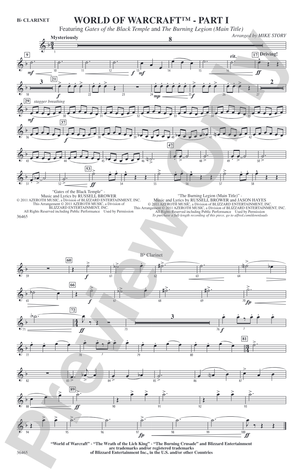 World of Warcraft, Part I: 1st B-flat Clarinet