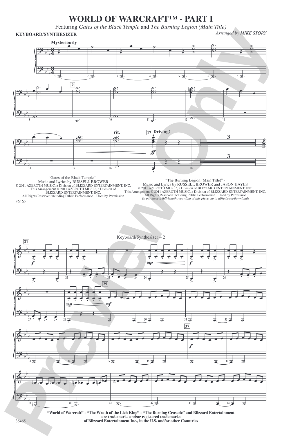 World of Warcraft, Part I: Keyboard/Synthesizer
