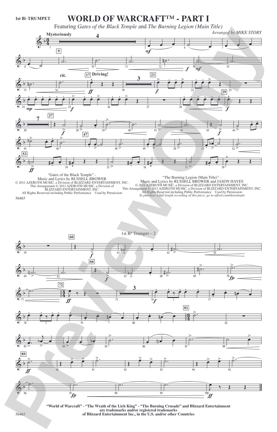 World of Warcraft, Part I: 1st B-flat Trumpet