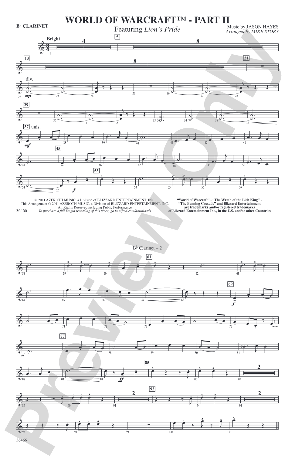 World of Warcraft, Part II: 1st B-flat Clarinet
