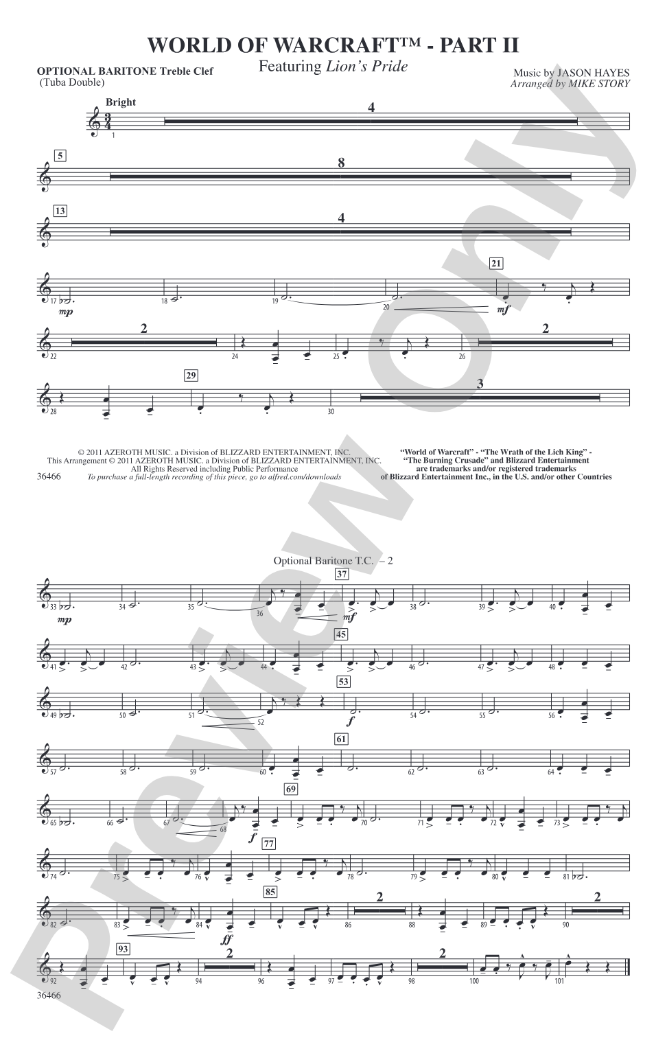 World of Warcraft, Part II: Optional Baritone T.C. (Tuba Double)