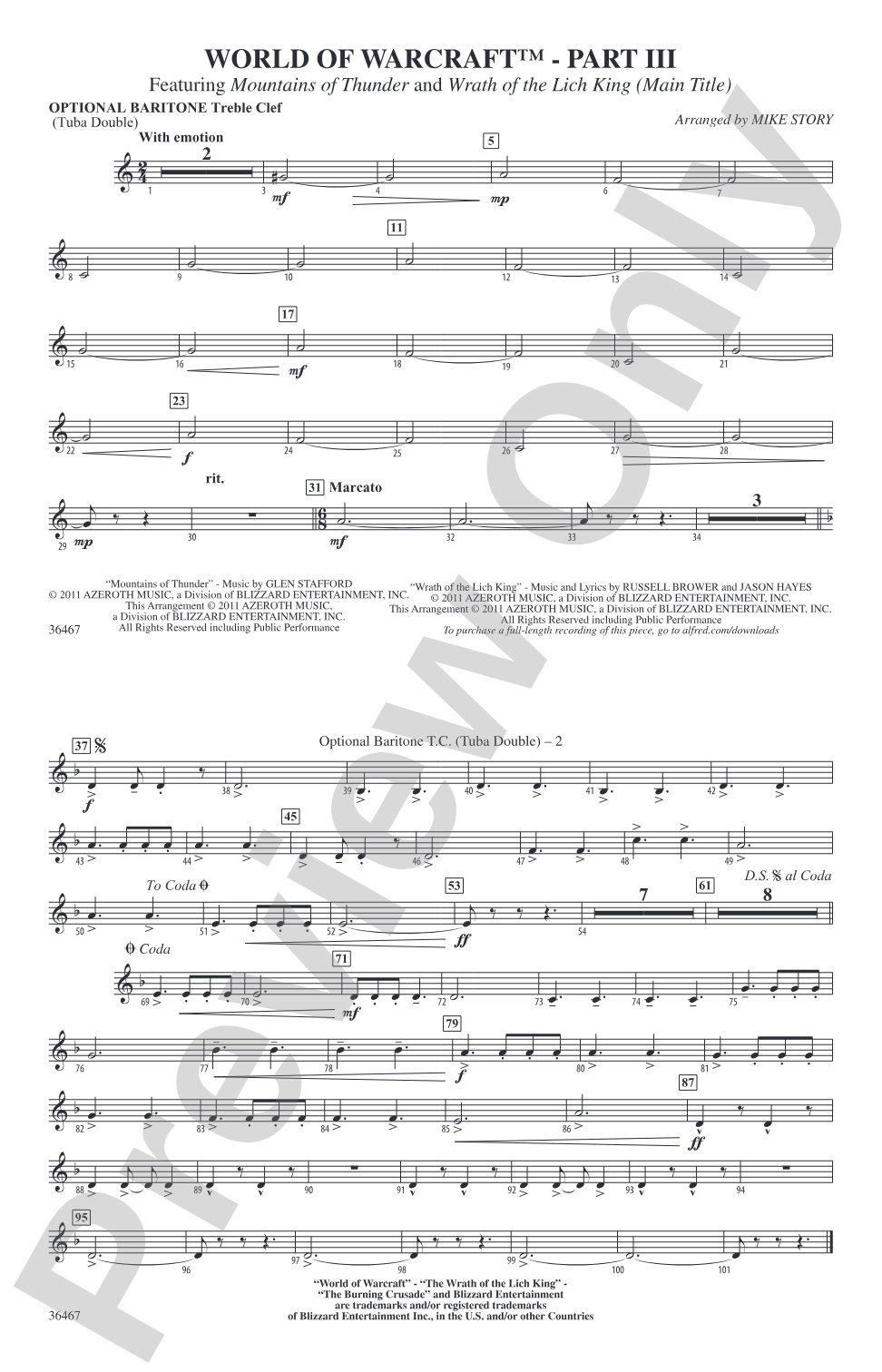 World of Warcraft, Part III: Optional Baritone T.C. (Tuba Double)