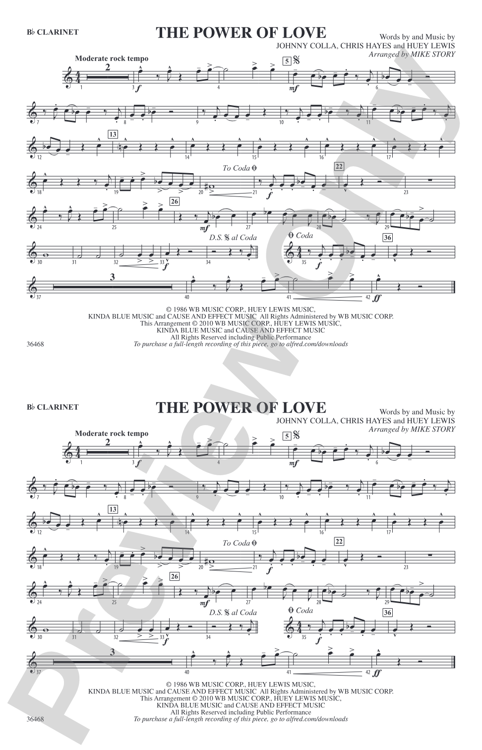 The Power of Love: 1st B-flat Clarinet