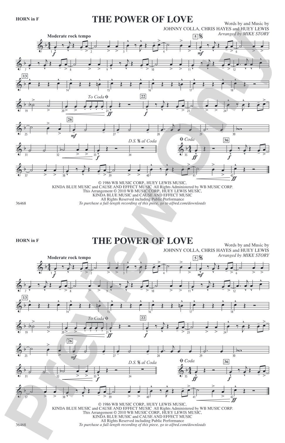 The Power of Love: 1st F Horn