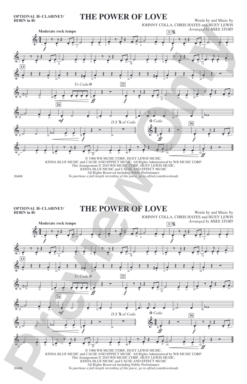 The Power of Love: Optional Bb Clarinet/Horn in Bb