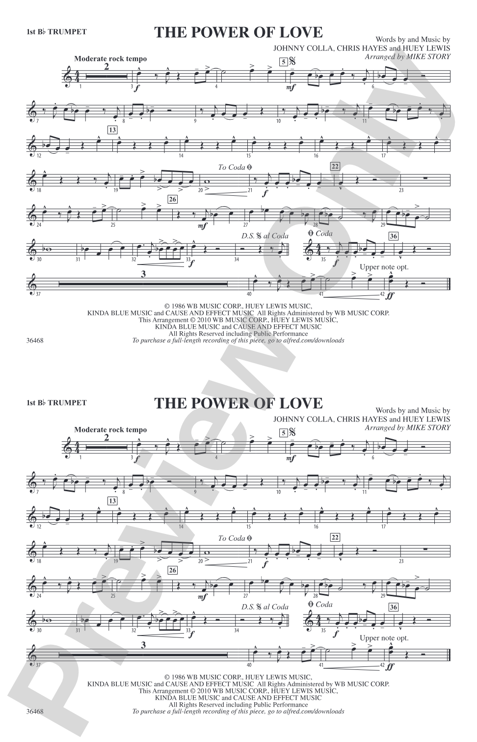 The Power of Love: 1st B-flat Trumpet