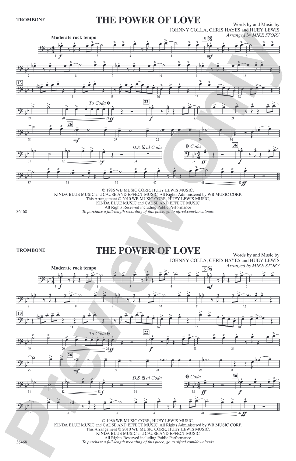 The Power of Love: 1st Trombone