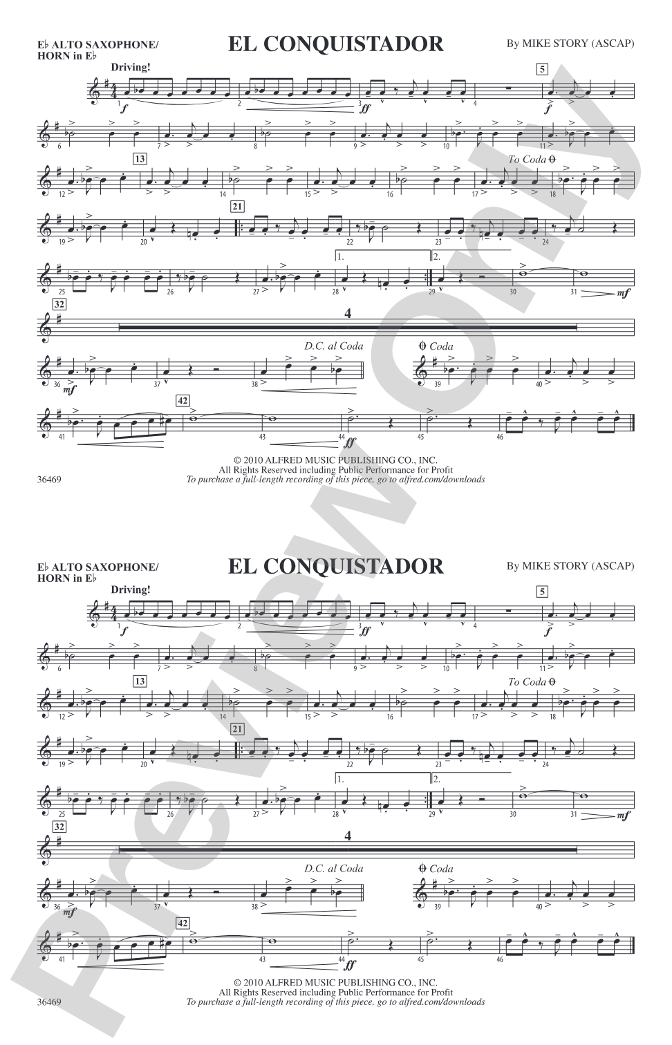 El Conquistador: E-flat Alto Saxophone