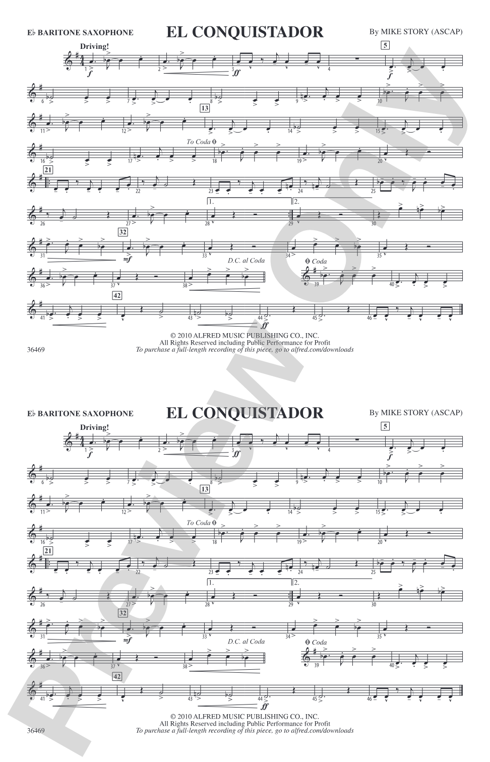 El Conquistador: E-flat Baritone Saxophone