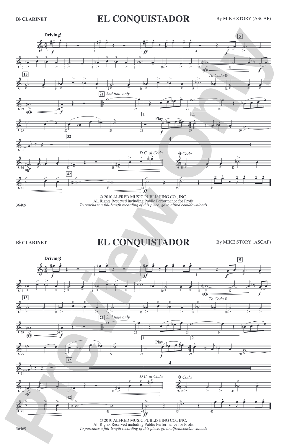 El Conquistador: 1st B-flat Clarinet
