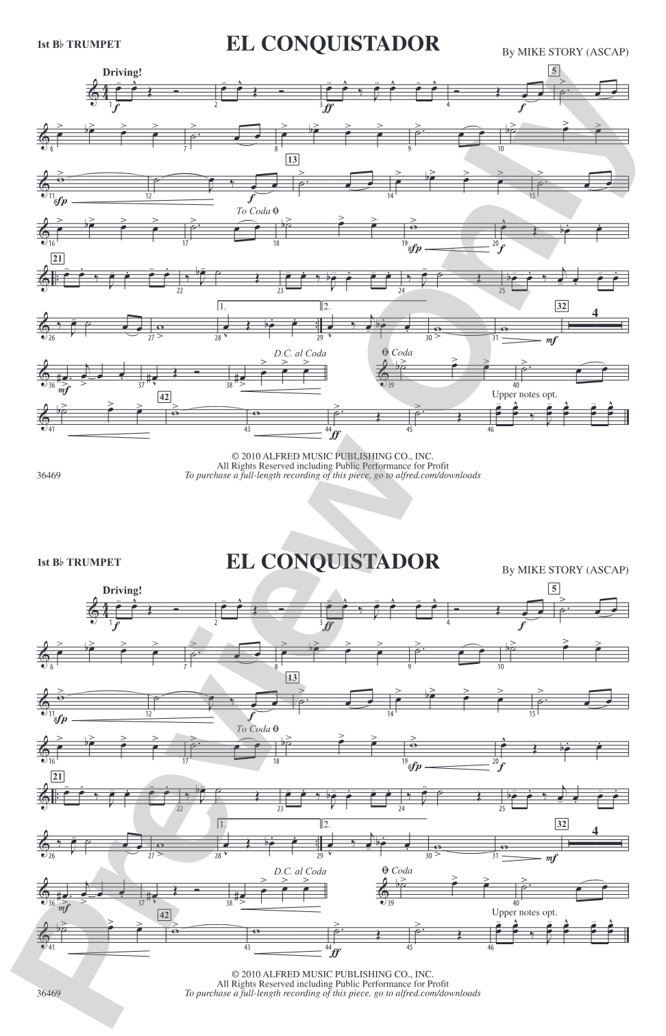 El Conquistador: 1st B-flat Trumpet