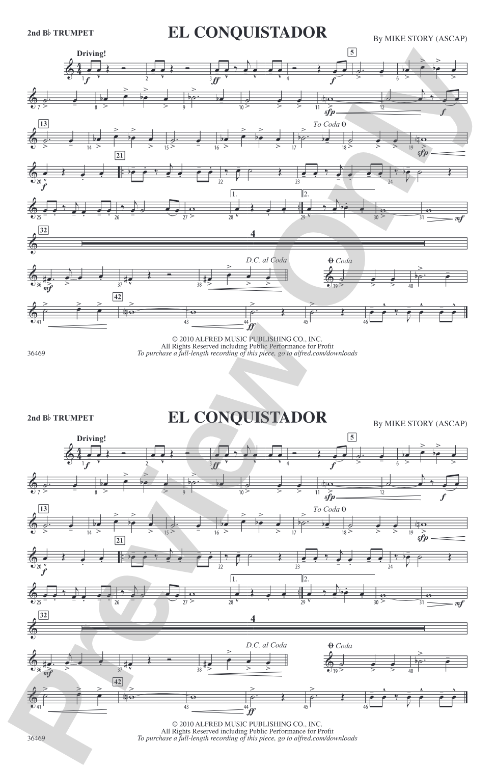 El Conquistador: 2nd B-flat Trumpet
