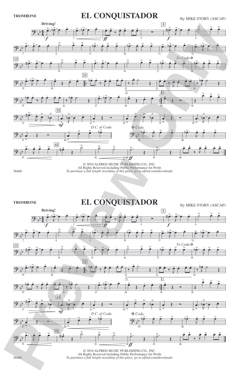 El Conquistador: 1st Trombone