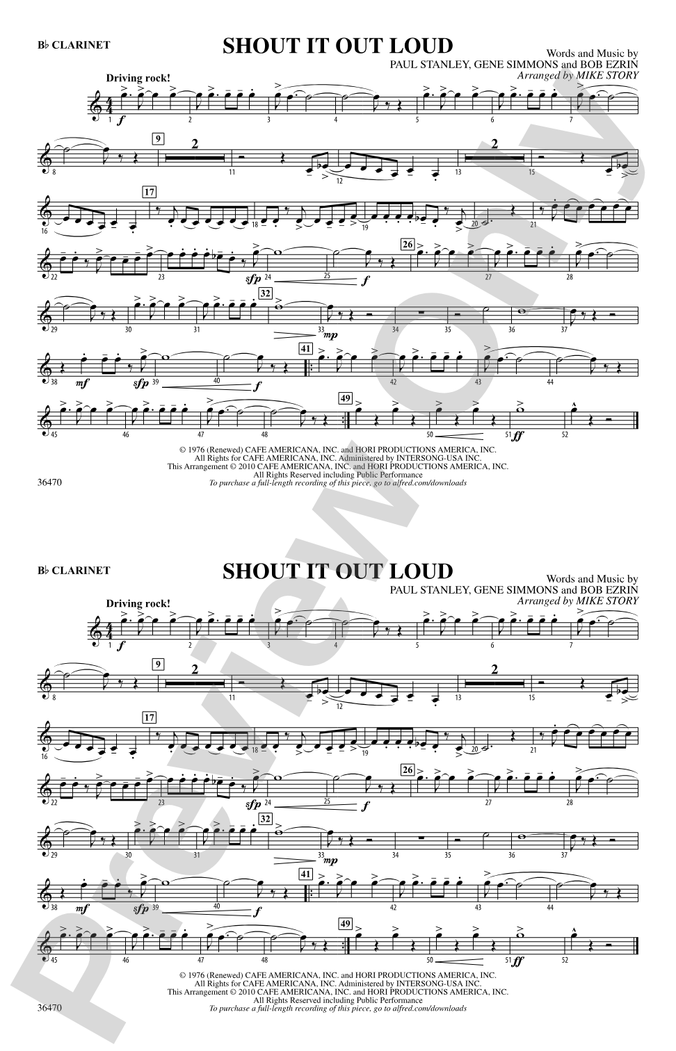 Shout It Out Loud: 1st B-flat Clarinet