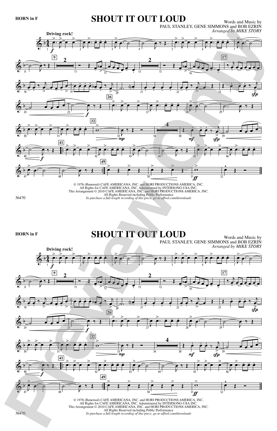 Shout It Out Loud: 1st F Horn