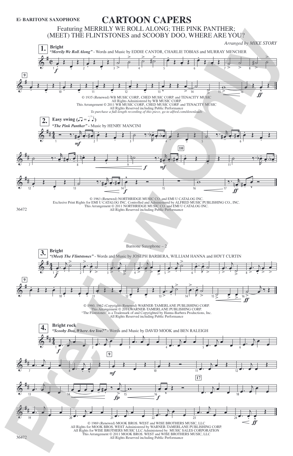 Cartoon Capers: E-flat Baritone Saxophone