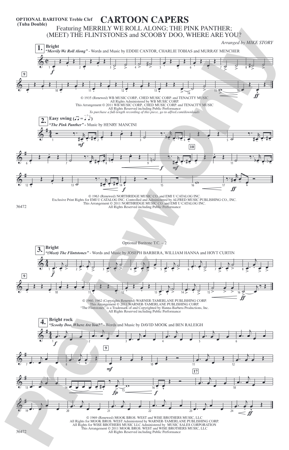 Cartoon Capers: Optional Baritone T.C. (Tuba Double)