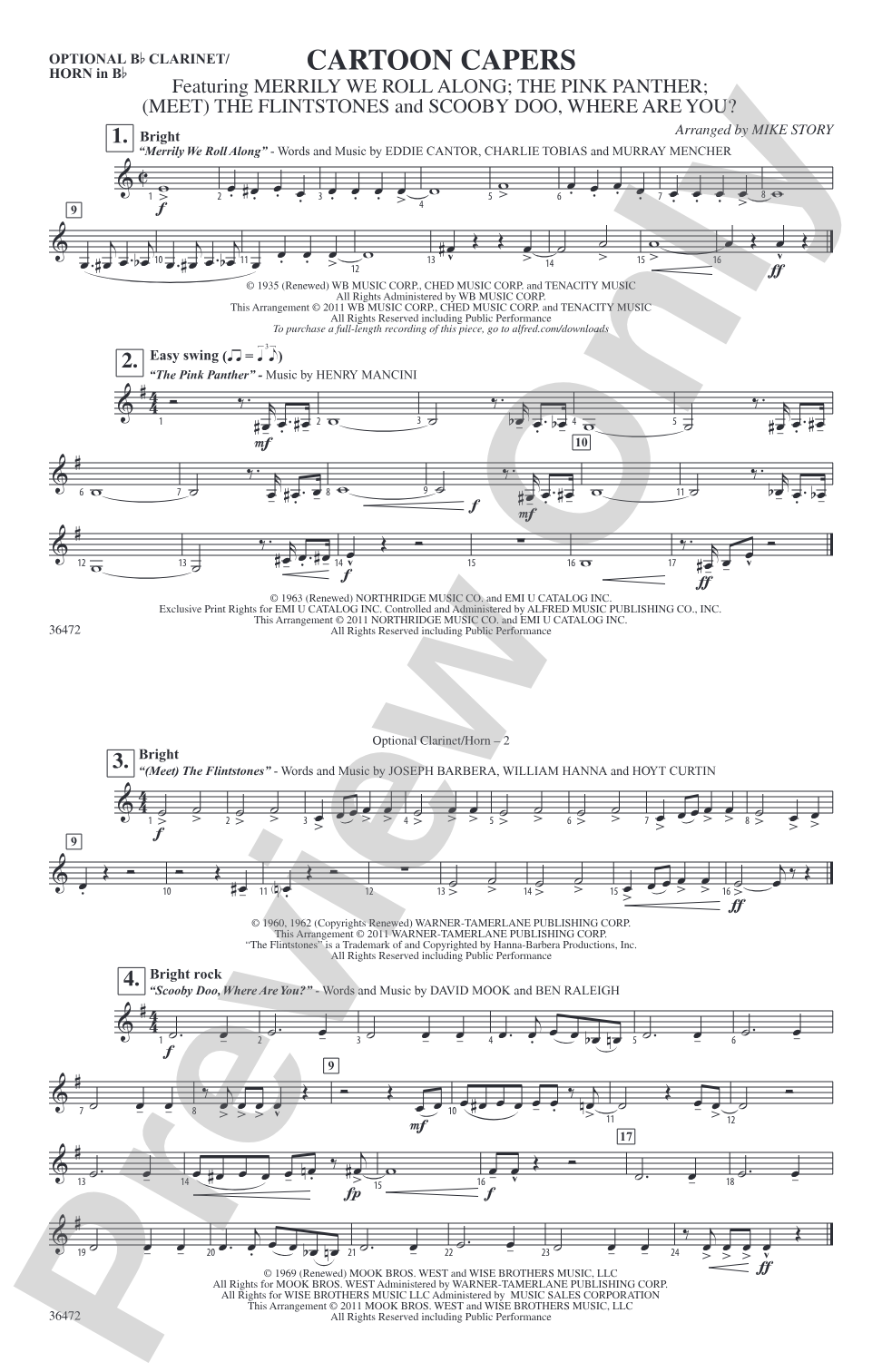 Cartoon Capers: Optional Bb Clarinet/Horn in Bb