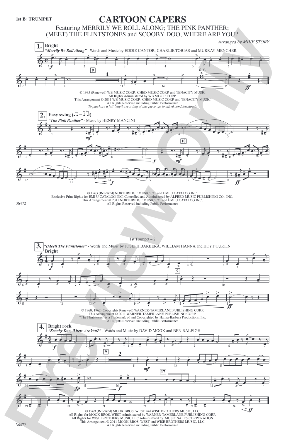 Cartoon Capers: 1st B-flat Trumpet