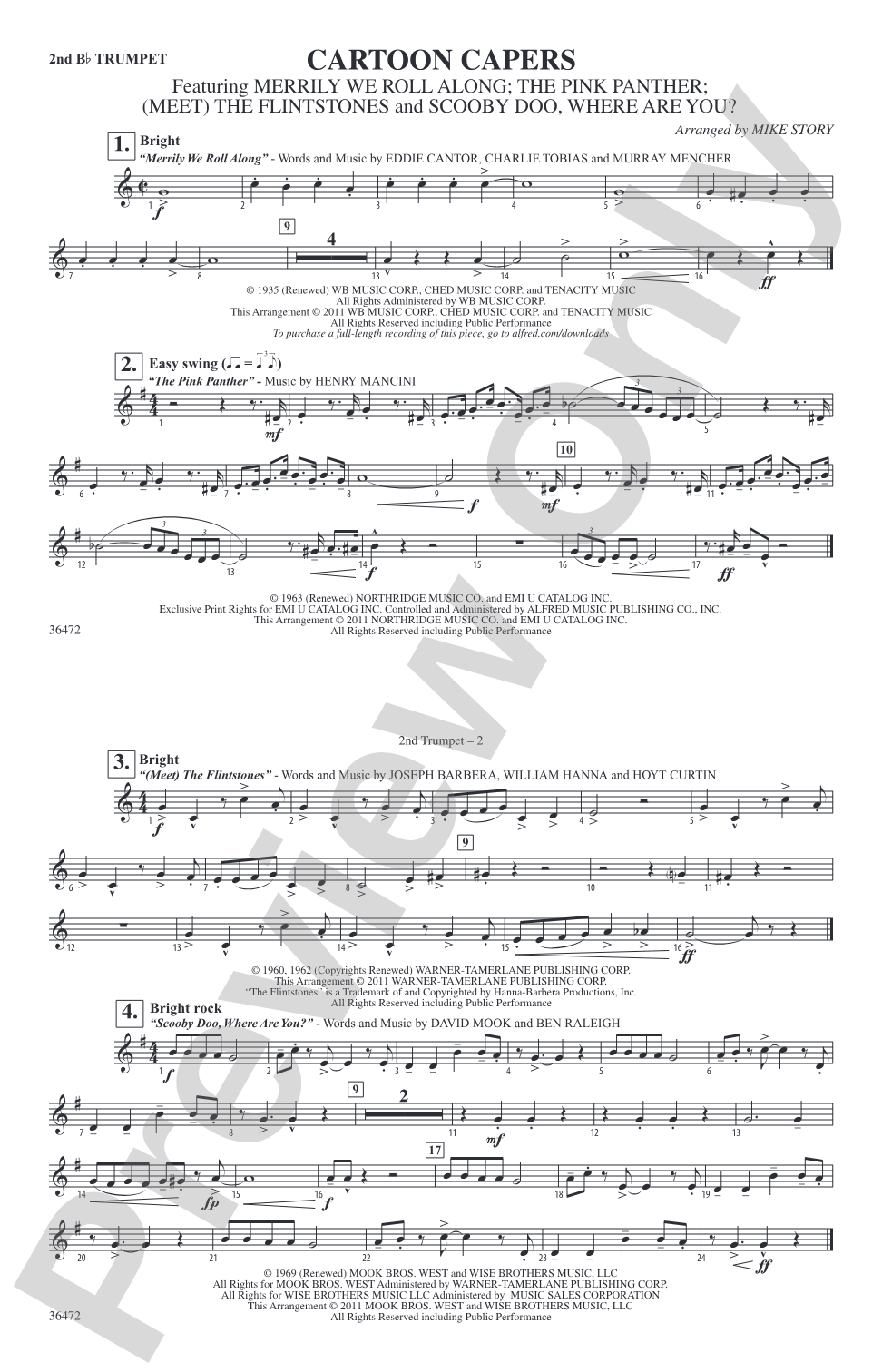 Cartoon Capers: 2nd B-flat Trumpet