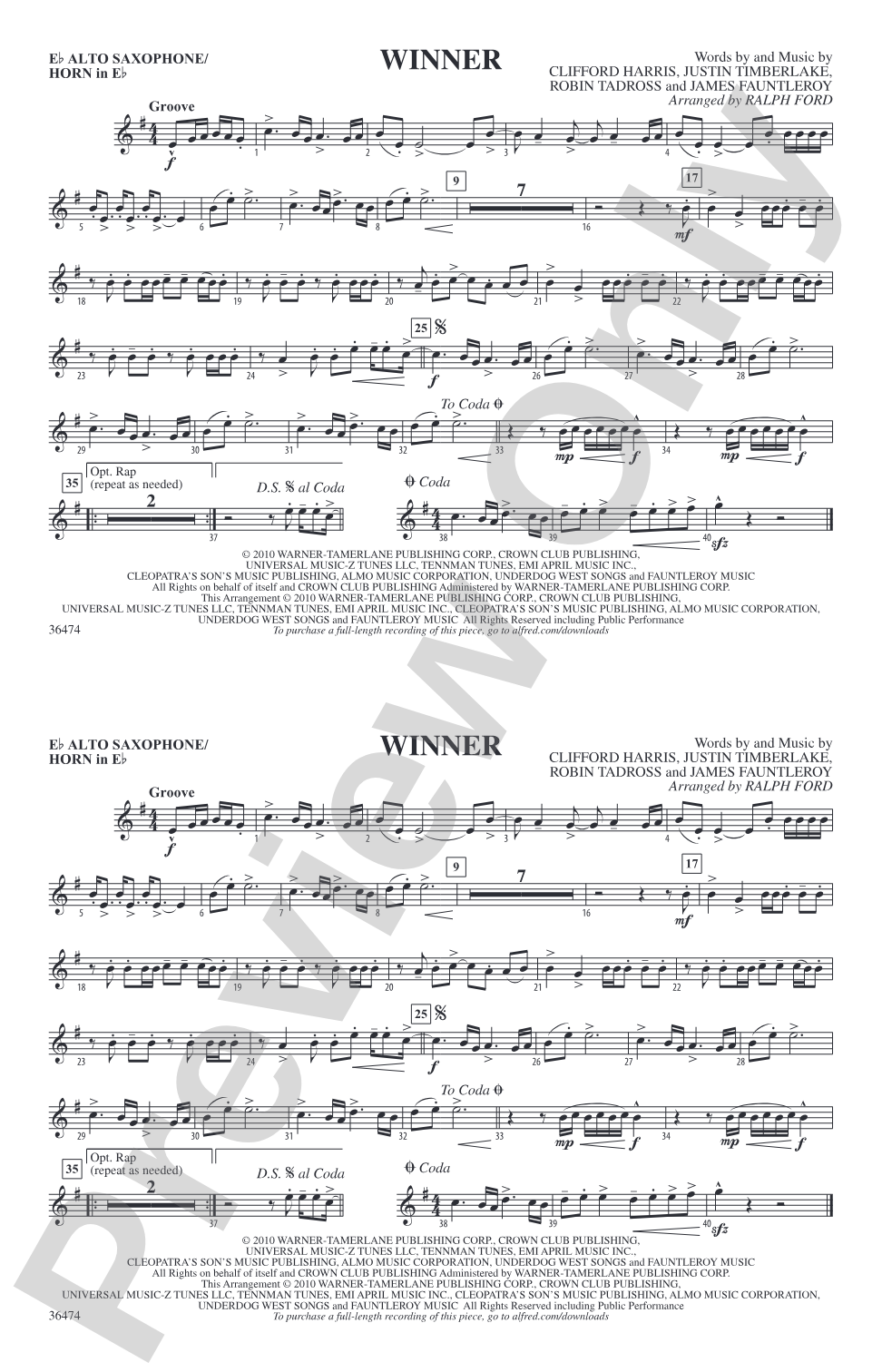 Winner: E-flat Alto Saxophone