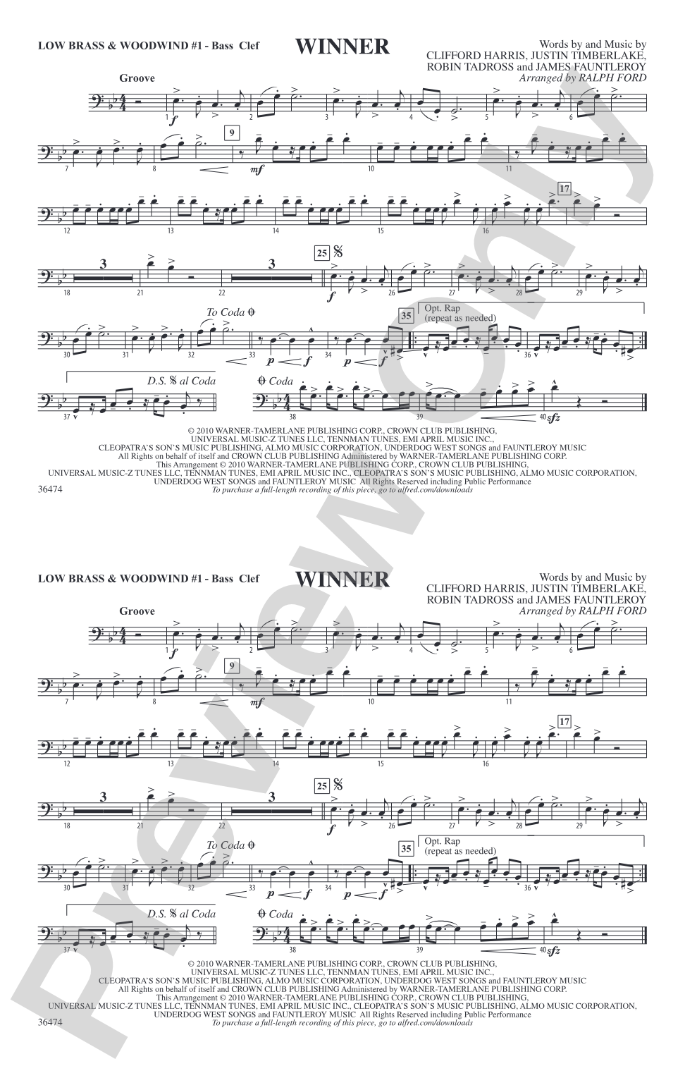 Winner: Low Brass & Woodwinds #1 - Bass Clef