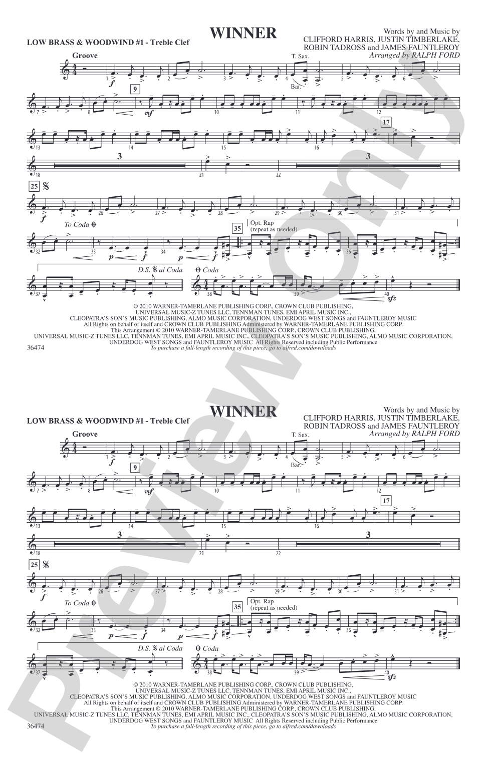Winner: Low Brass & Woodwinds #1 - Treble Clef
