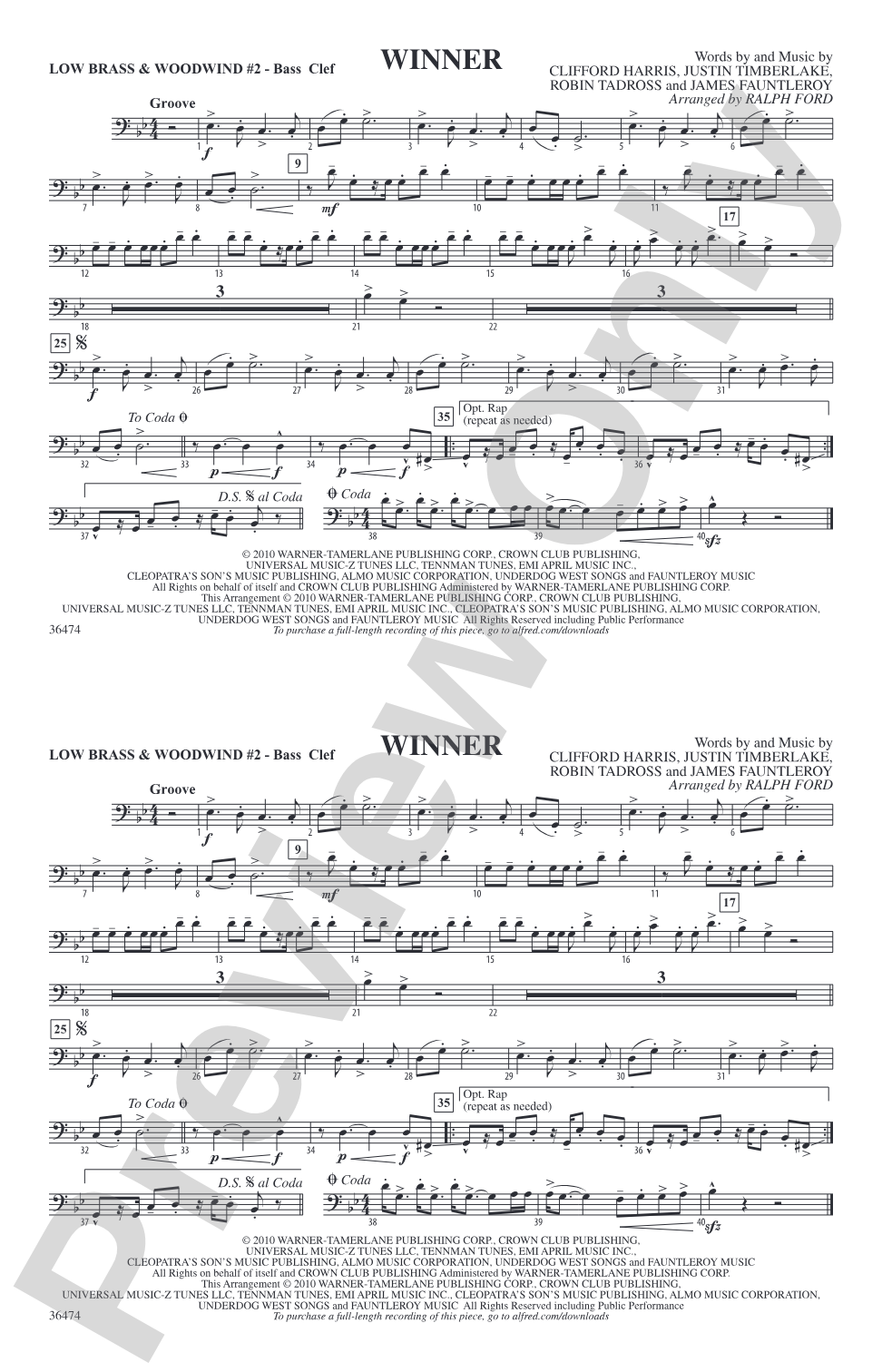 Winner: Low Brass & Woodwinds #2 - Bass Clef