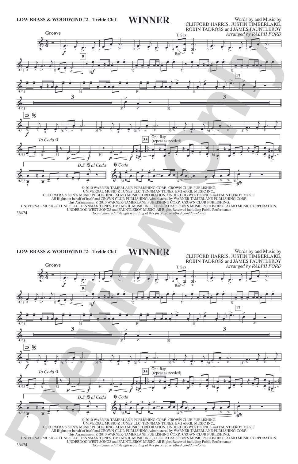 Winner: Low Brass & Woodwinds #2 - Treble Clef