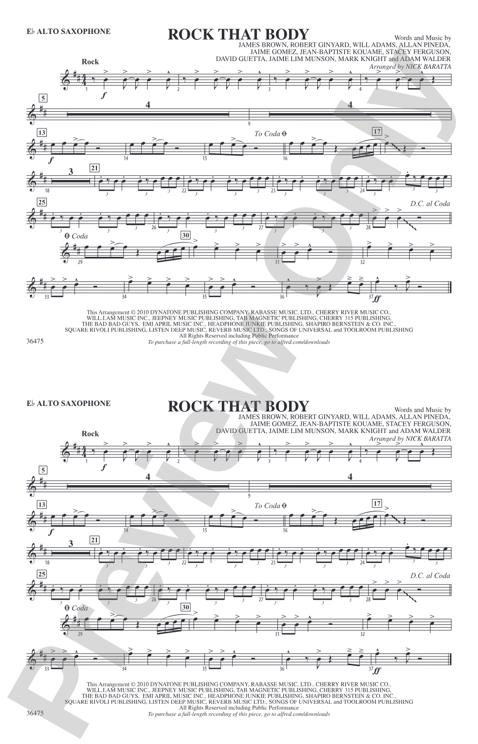 Rock That Body: E-flat Alto Saxophone
