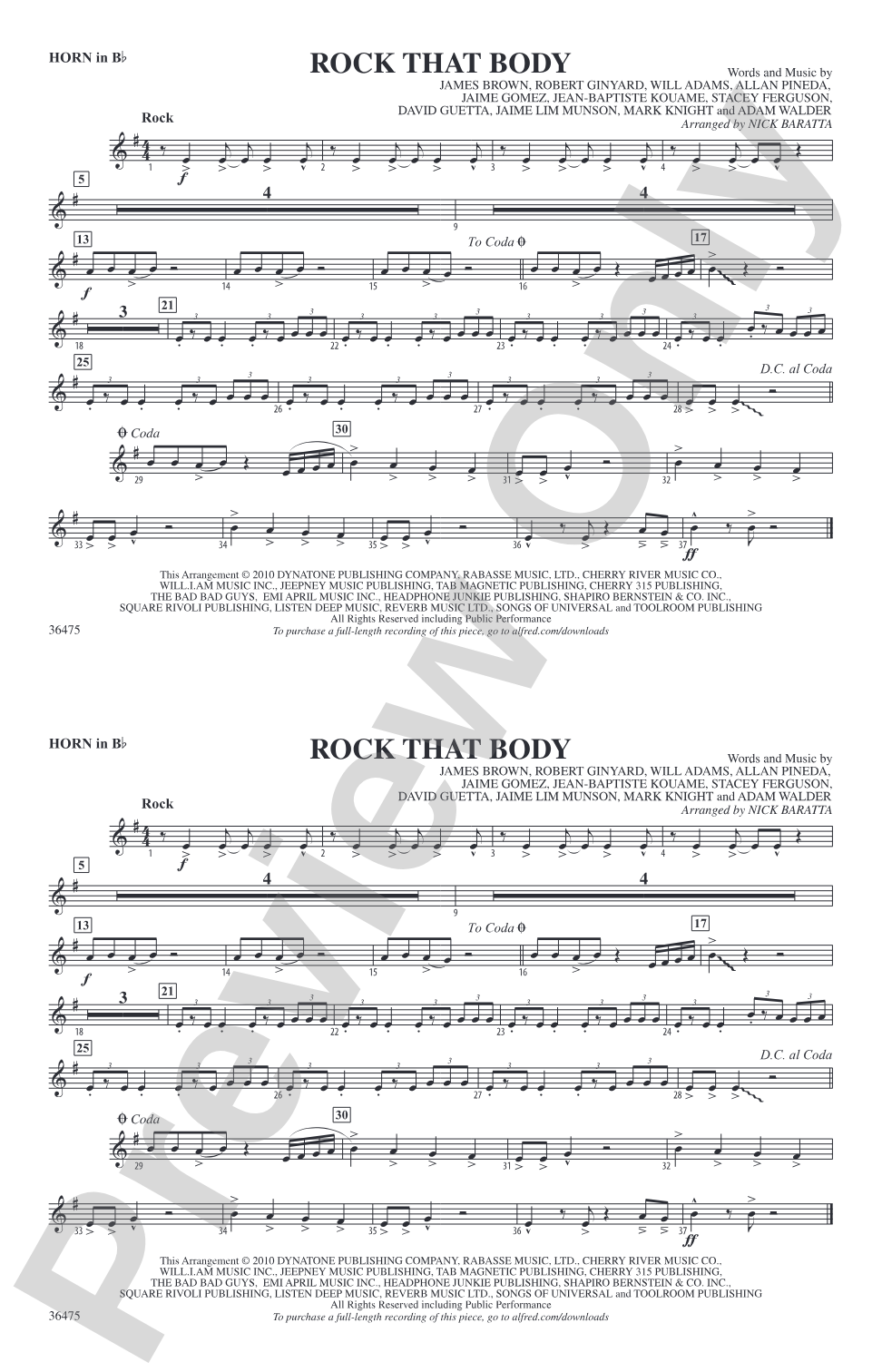 Rock That Body: Horn in B flat