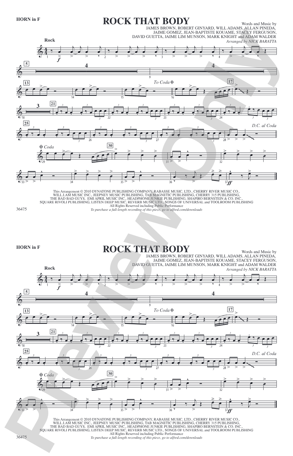 Rock That Body: 1st F Horn