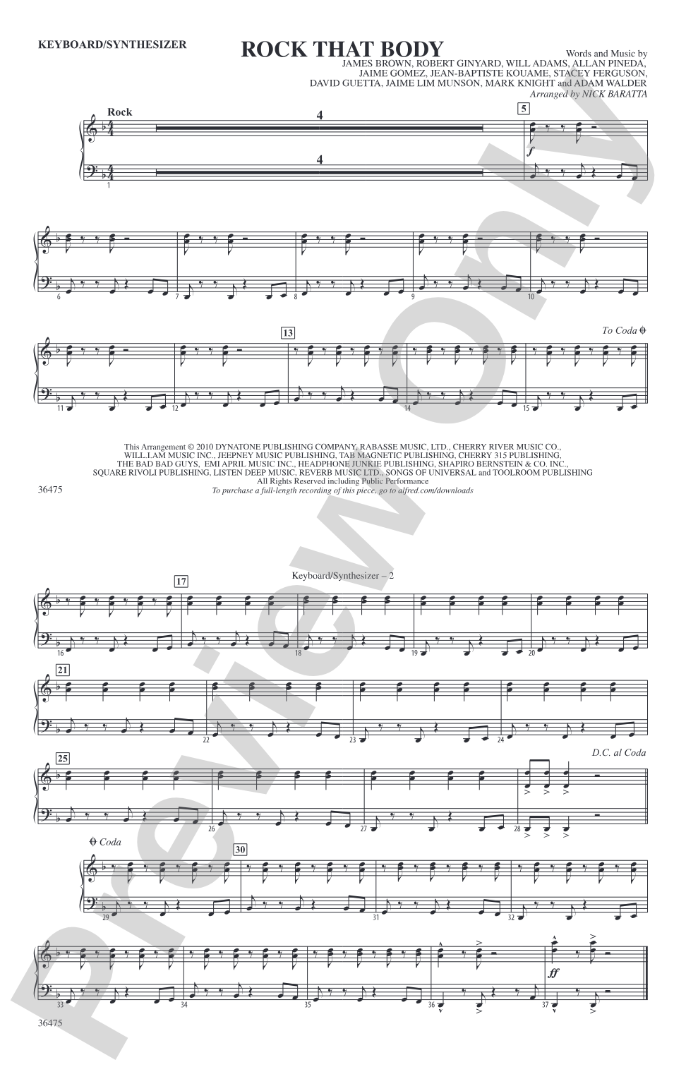 Rock That Body: Keyboard/Synthesizer