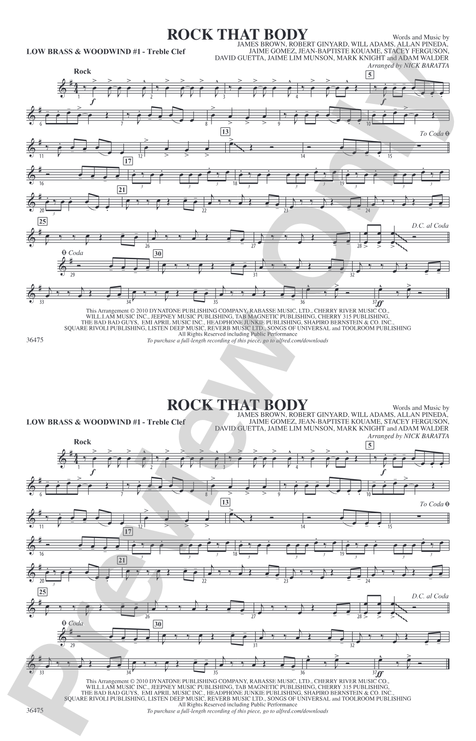 Rock That Body: Low Brass & Woodwinds #1 - Treble Clef