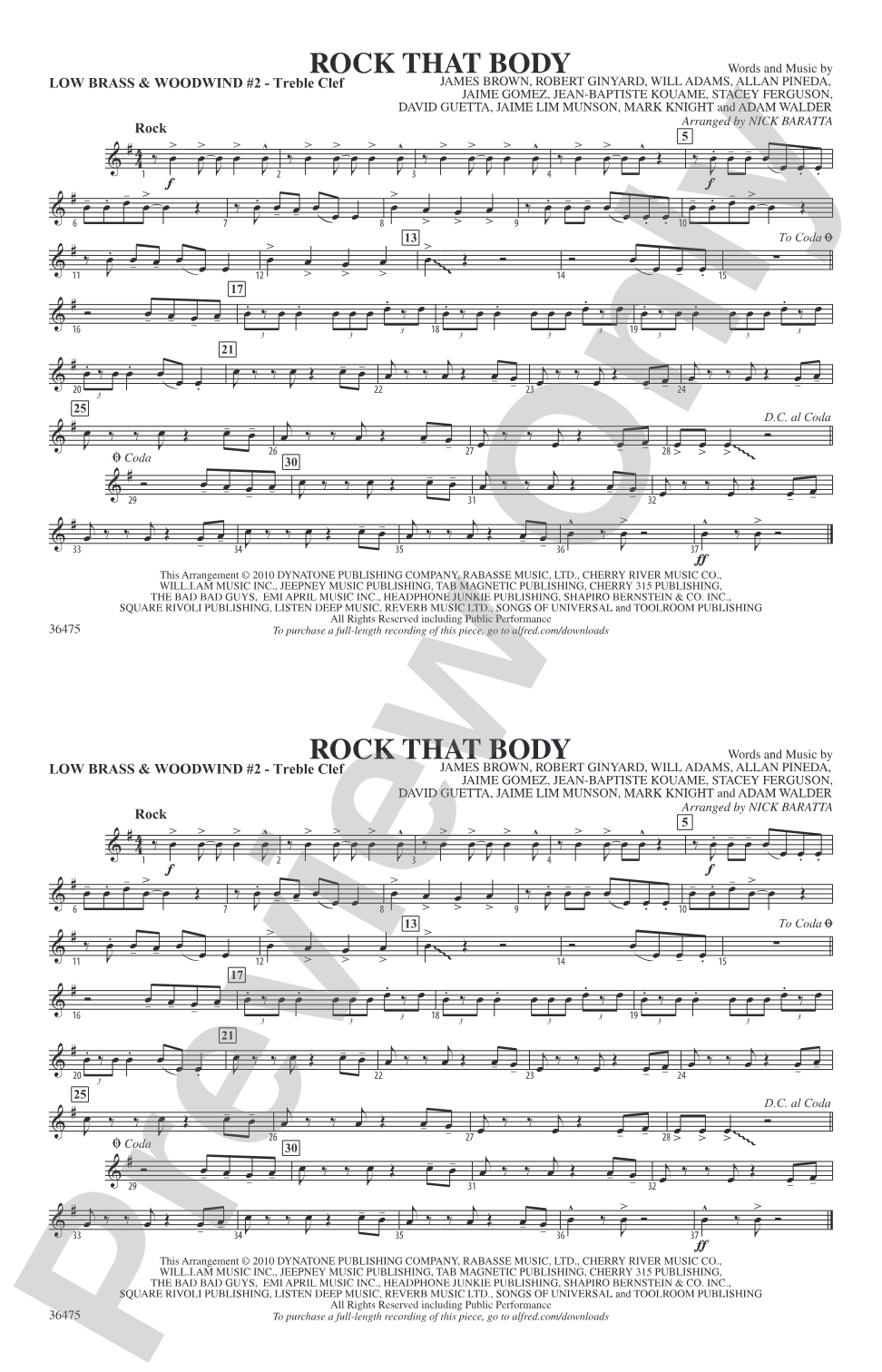 Rock That Body: Low Brass & Woodwinds #2 - Treble Clef