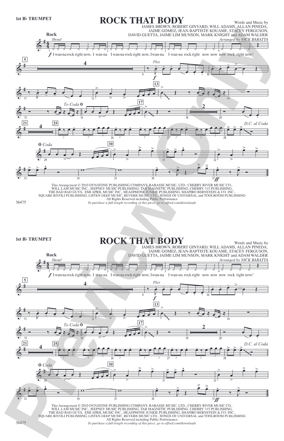 Rock That Body: 1st B-flat Trumpet