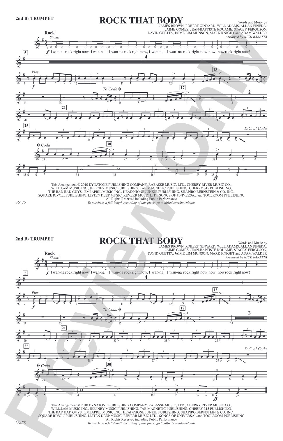 Rock That Body: 2nd B-flat Trumpet