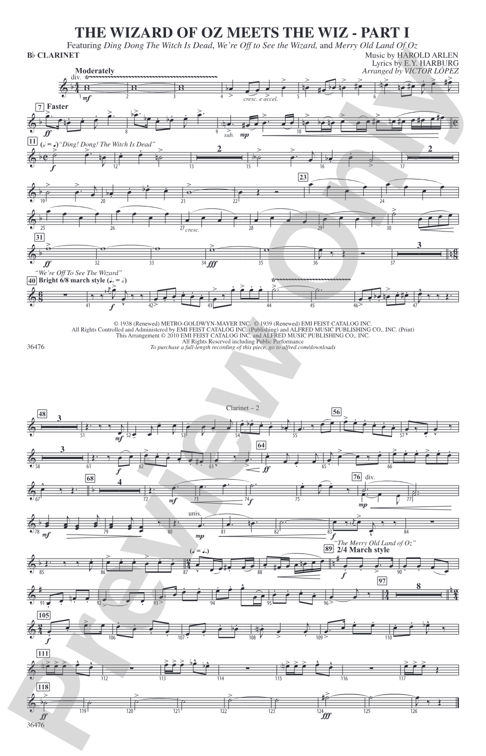 The Wizard of Oz Meets The Wiz, Part 1: 1st B-flat Clarinet