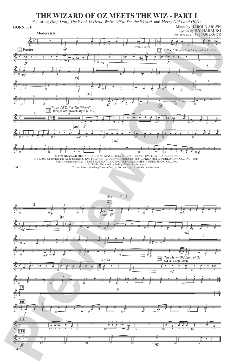 The Wizard of Oz Meets The Wiz, Part 1: 1st F Horn
