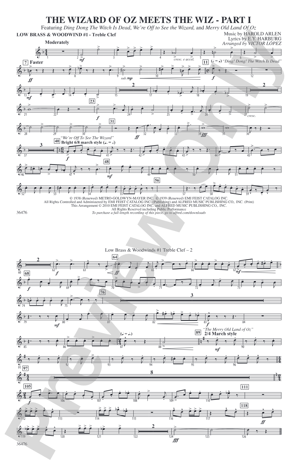 The Wizard of Oz Meets The Wiz, Part 1: Low Brass & Woodwinds #1 - Treble Clef