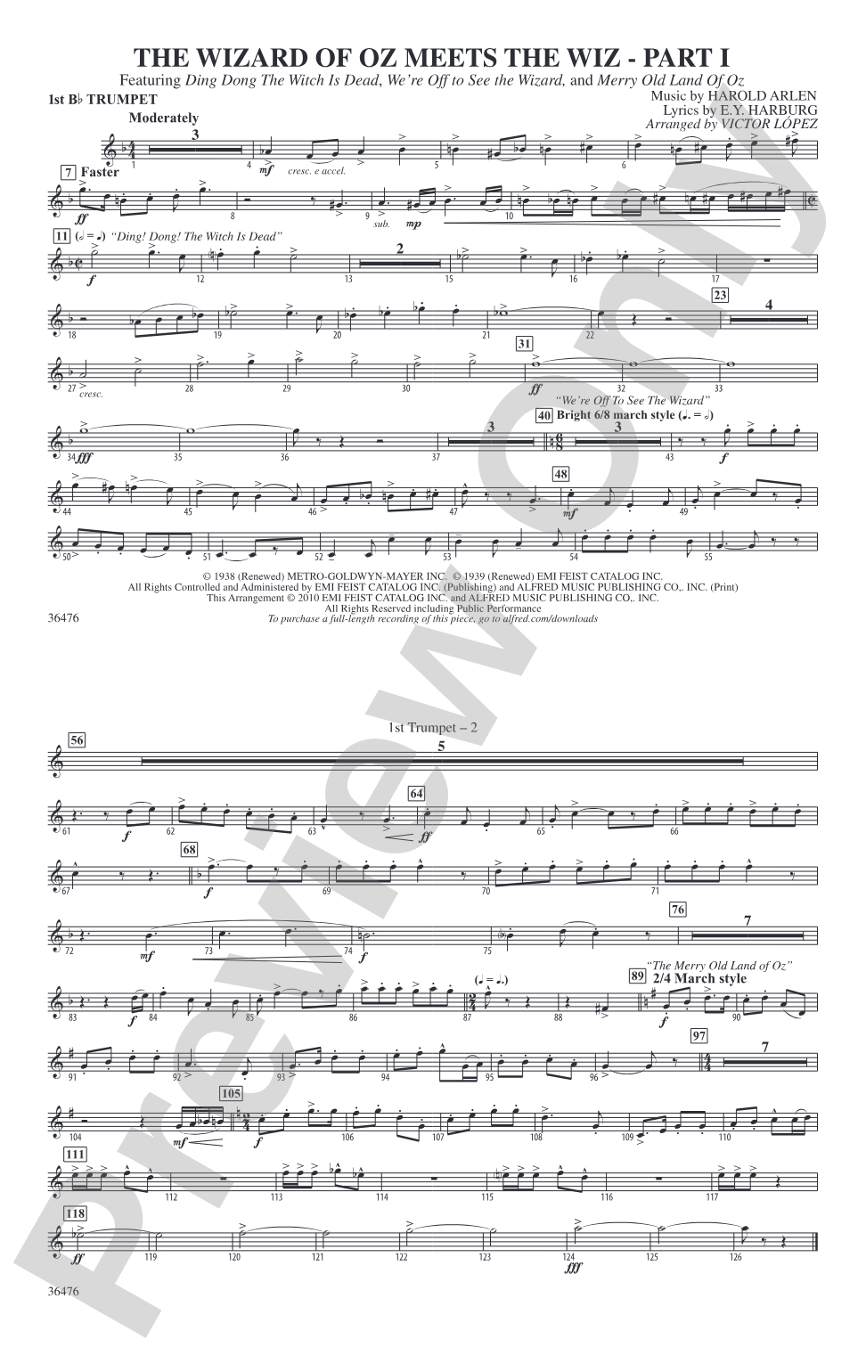 The Wizard of Oz Meets The Wiz, Part 1: 1st B-flat Trumpet