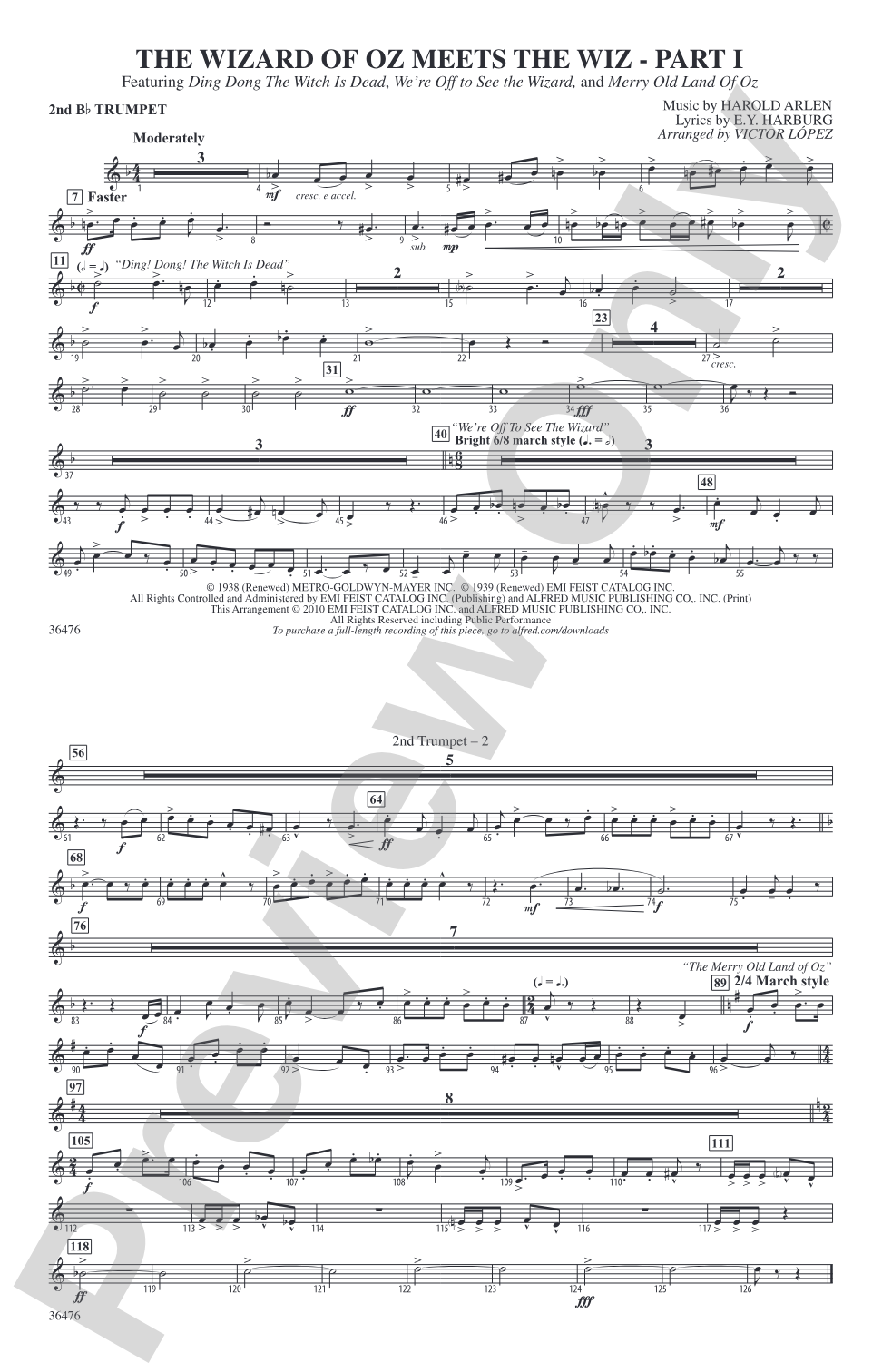 The Wizard of Oz Meets The Wiz, Part 1: 2nd B-flat Trumpet