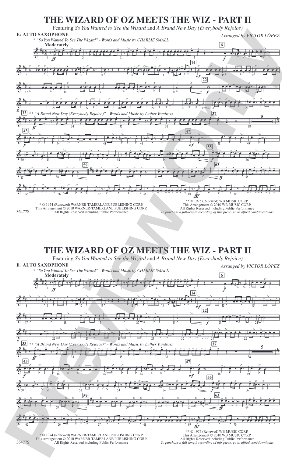 The Wizard of Oz Meets The Wiz, Part 2: E-flat Alto Saxophone