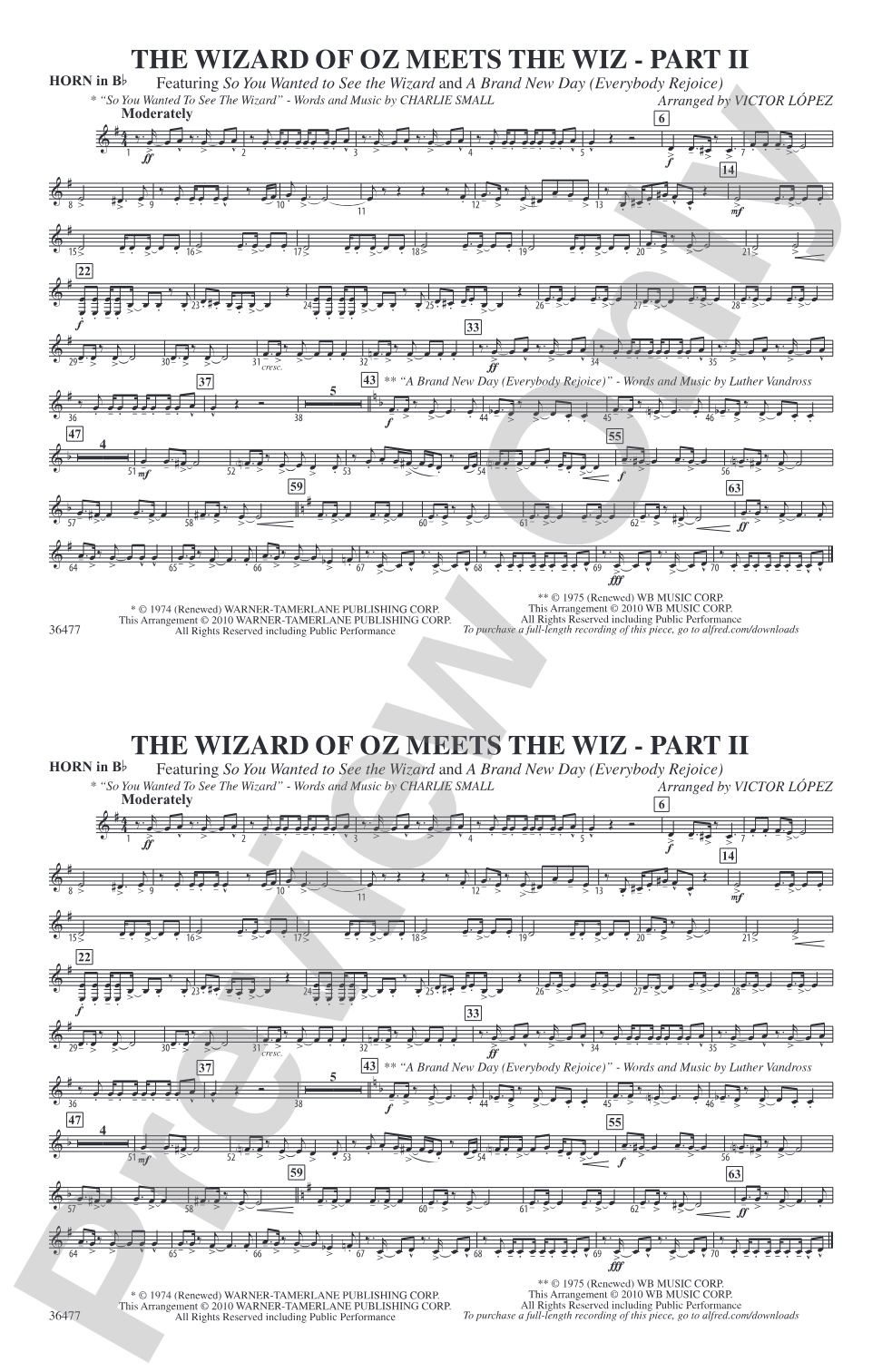 The Wizard of Oz Meets The Wiz, Part 2: Horn in B flat