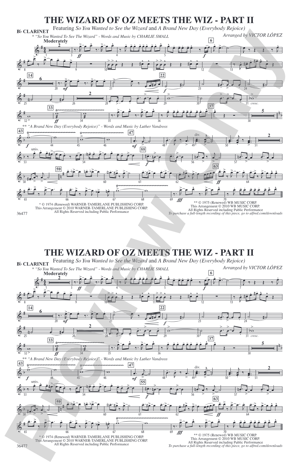 The Wizard of Oz Meets The Wiz, Part 2: 1st B-flat Clarinet