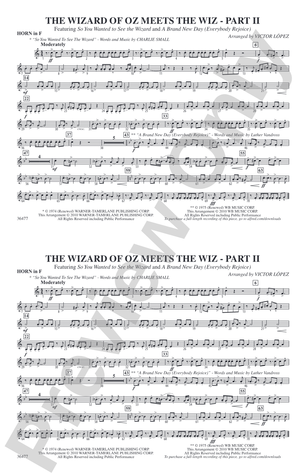 The Wizard of Oz Meets The Wiz, Part 2: 1st F Horn