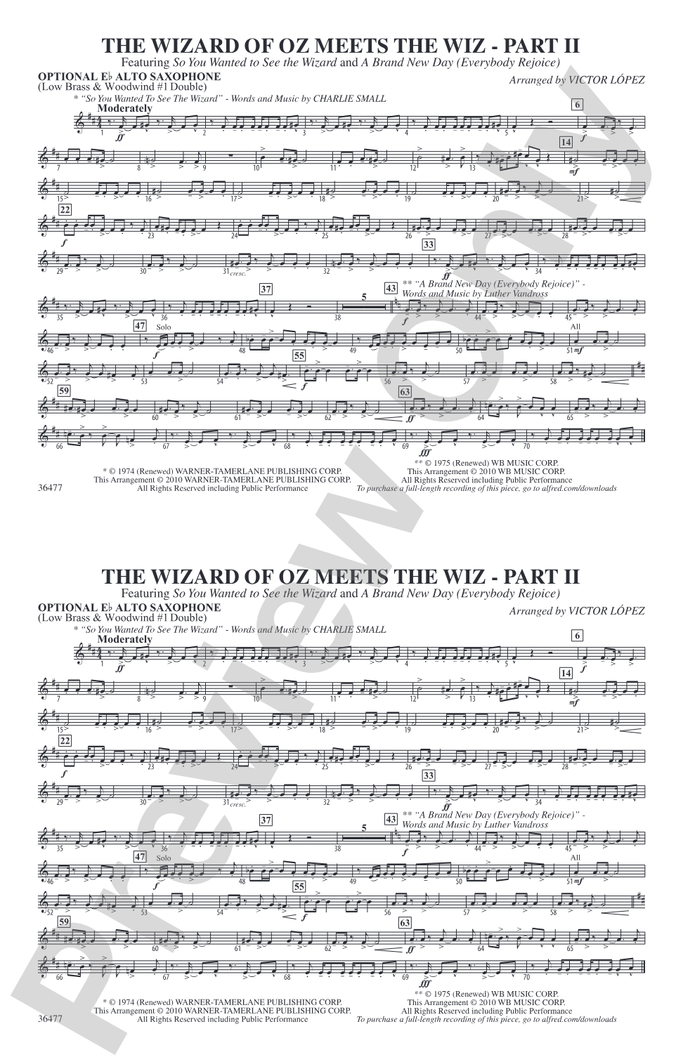 The Wizard of Oz Meets The Wiz, Part 2: Optional Alto Sax