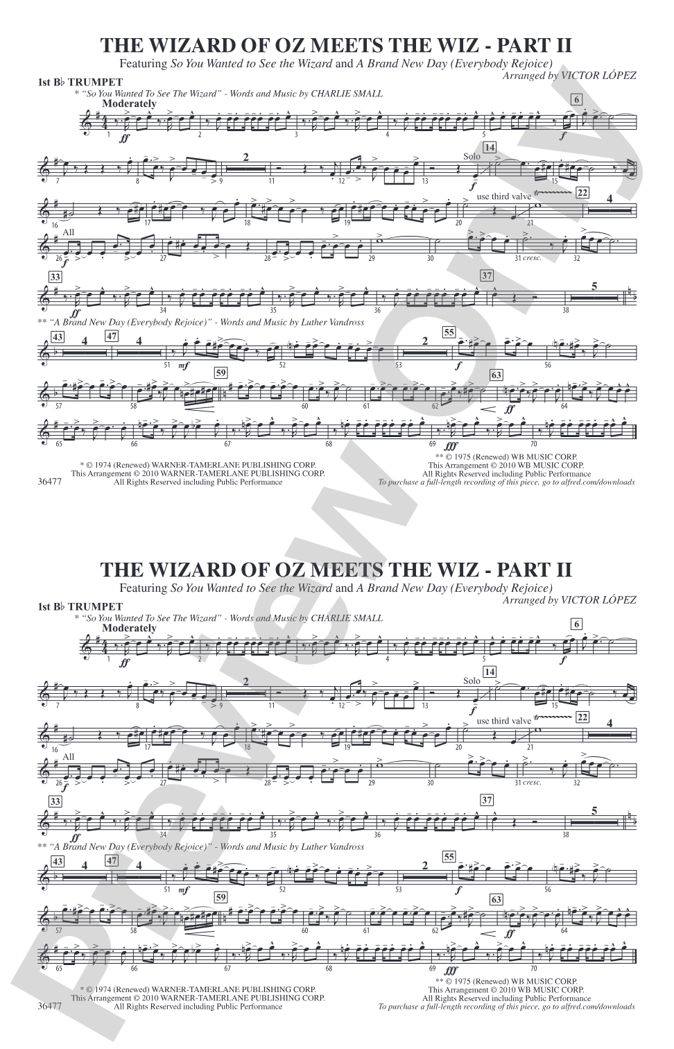 The Wizard of Oz Meets The Wiz, Part 2: 1st B-flat Trumpet