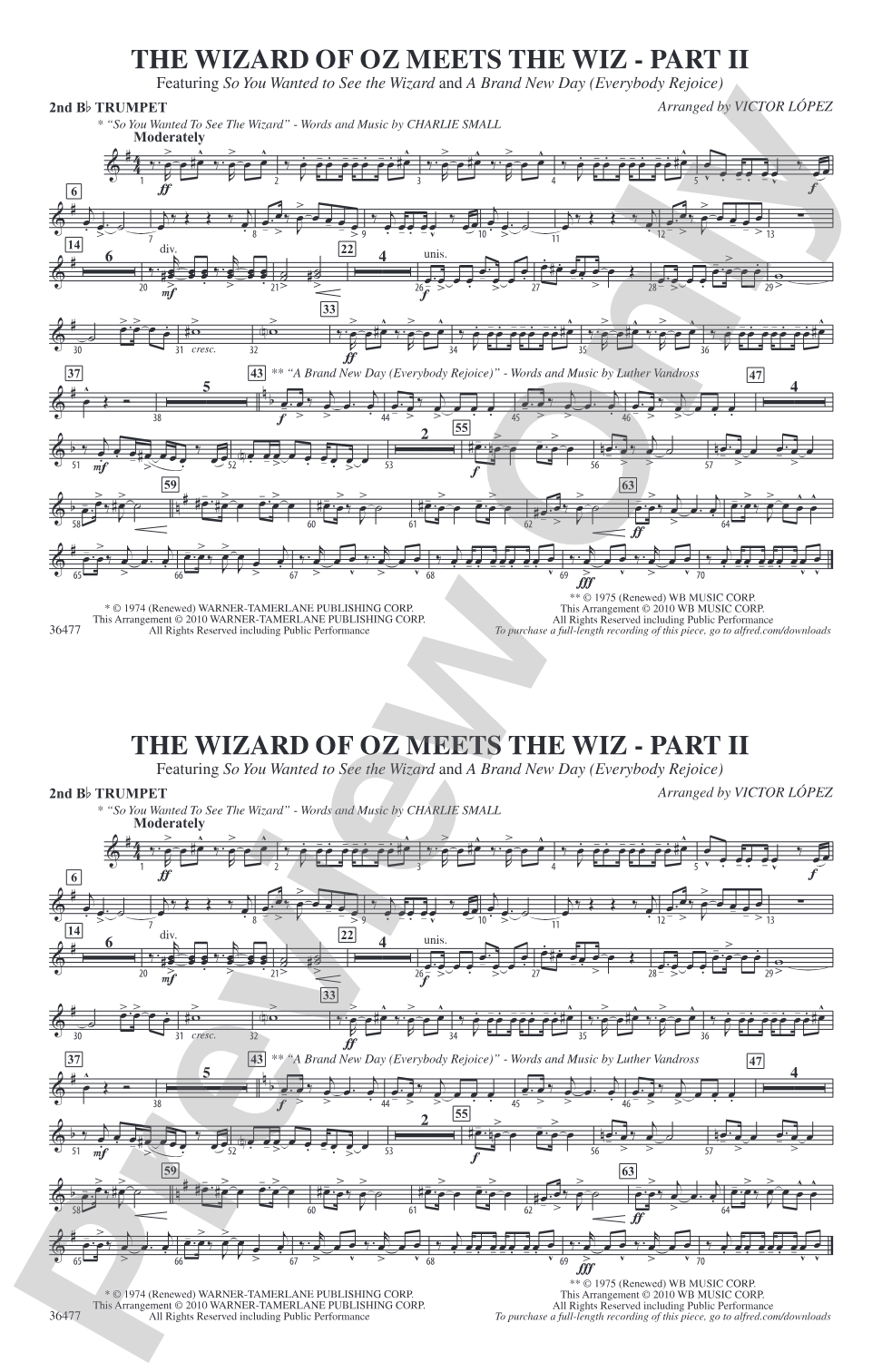 The Wizard of Oz Meets The Wiz, Part 2: 2nd B-flat Trumpet