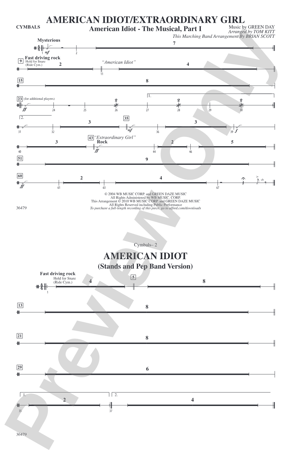 American Idiot / Extraordinary Girl: Cymbals